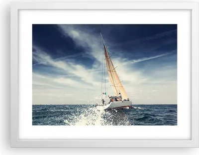 Produktbild von Gerahmtes Poster - Weißer Rahmen - Segeln Yacht Reise - 40x30 cm - Wand Bild - Wanddeko - Wandbilder - Kunstposter - Wandposter - Bilderrahmen - Bilder - Kunstdruck - Wandbild - P2WAA40x30-2797