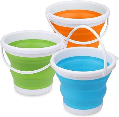 Immagine prodotto di Secchi d'acqua compatti da 3 litri, multifunzionali, per la casa, la spiaggia e il campeggio