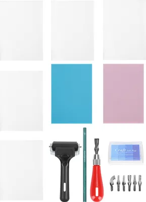 Productafbeelding van Stempelset voor het maken van stempels, rol voor het snijden van blokken, set voor blokdruk. Professioneel gereedschap voor kunsthandwerk