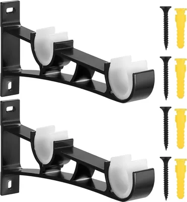 Produktbild von 2 Stk Gardinenstangenhalter, Gardinenstange Halterungen, Gardinenstangen Halterung, Deckenhalterung Gardinenstange, Metall Wandhalterung Vorhangstangenhalter für Gardinen Kleiderstange Duschstange