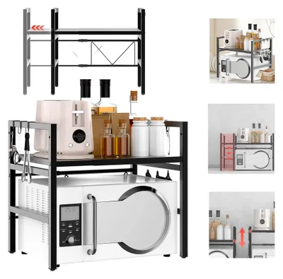 Produktbild von Mikrowellenregal für die Küche, erweiterbar und höhenverstellbar