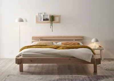 Produktbild von Balkenbett INGER Massivholzbett Eiche 180 x 200 komplett ohne Metall