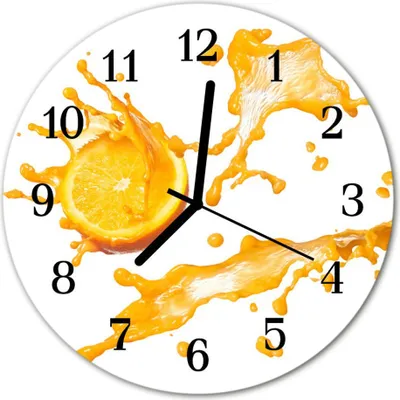 Produktbild von Glasuhr Wanduhr Küchenuhr Echt-Glas 30fi cm Orangensaft orange