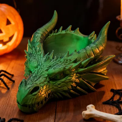 Drachen-Skelettfigur, Fantasy-Halloween-Deko, 11 cm, Ablage