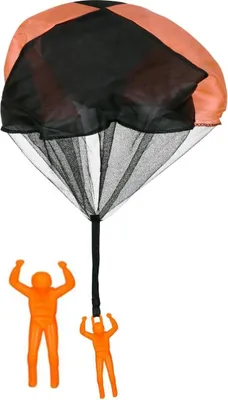 Produktbild von Eddy Toys Fallschirmspringer Figur Spielzeug 50 cm Orange – Fliegender Fallschirm mit Figur, Outdoor- und Indoor-Spielzeug, leicht und sicher, ohne Batterien