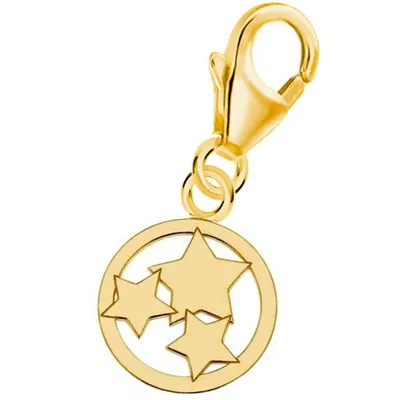 Sterne Charm Anhänger in runder Form für Armband I 925 Gelbgold

