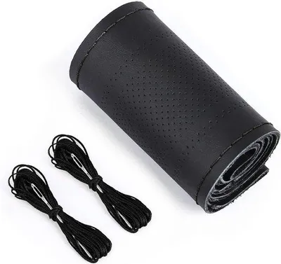 Produktbild von Famanu Lenkradbezug Echtleder Schwarz - Antirutsch, Weich, 37-38 cm