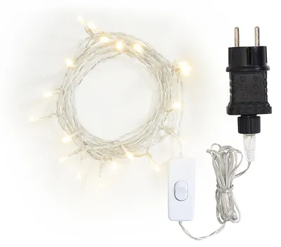 Zdjęcie produktu dla Świateł LED, przezroczysty kabel z włącznikiem, długość 5,2 m, 20 diod