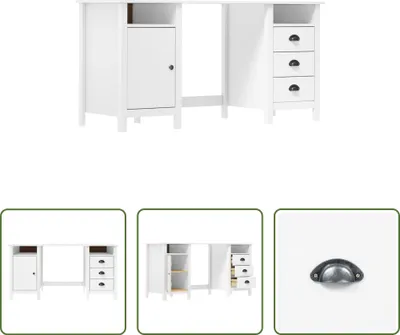 Immagine prodotto di The Living Store Scrivania Hill White 150x50x74 cm in legno di pino massiccio