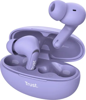 Produktbild von Trust Yavi - TWS kabellose Bluetooth In-Ear-Kopfhörer mit Ladetasche & ENC (Violett)