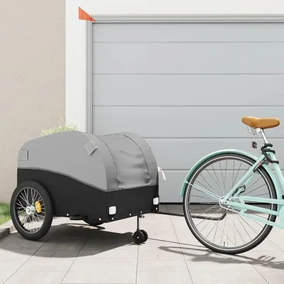 Imagen del producto de Remolque para bicicleta, color  y naranja, capacidad de 45 kg, fabricado en hierro