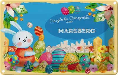 Produktbild von vianmo Blechschild 20x30 cm Ostergrüße MARSBERG Ostern Gruß