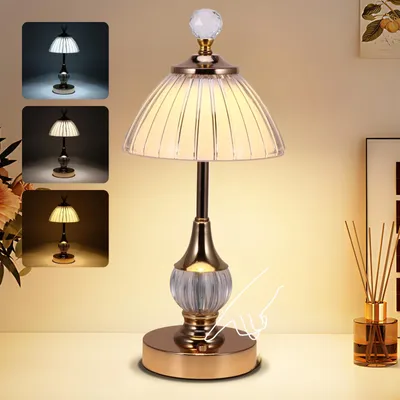 Produktbild von Kristalltischlampe, LED-Berührungsschalter, dimmbar, mit 3 Farbmodi