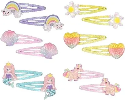 Immagine prodotto di Accessori per capelli colorati, fiori arcobaleno, fermagli per capelli colorati con glitter, piccole mollette, regalo adatto ai bambini
