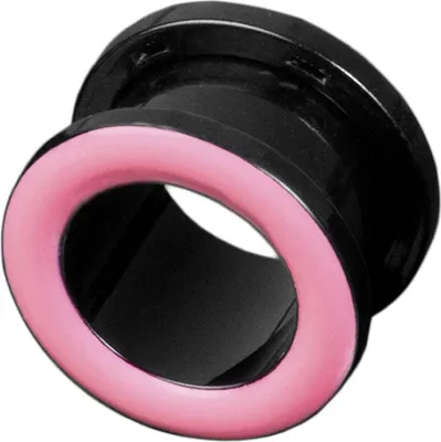 Produktbild von viva-adorno 1 Stück 10mm Flesh Tunnel Acryl Ohrpiercing Schwarz zum Schrauben farbiger Ring zweifarbig Größe 3 - 14mm Z428sw, rosa