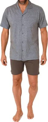 Produktbild von Normann Herren kurzarm Schlafanzug Shorty Pyjama zum durchknöpfen, auch in Übergrössen ; dunkelgrau , 50