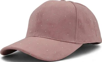 Produktbild von styleBREAKER Damen Baseball Cap mit Strass Nieten | 6-Panel Samt Basecap mit gebogenem Schirm | Verstellbare Einfarbige Kappe mit Klettverschluss 56-59 cm