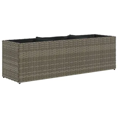 Produktbild von Hochbeet mit 3 Fächern Grau 105x30x32 cm Poly Rattan