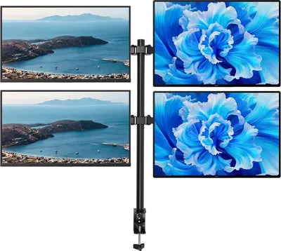 Immagine prodotto di Supporto per monitor - Supporto da tavolo per 4 monitor - Per monitor da 25-51 cm - Altezza 0-40 cm - Inclinazione ±90° - Rotazione 360° - 9 kg per braccio - Nero