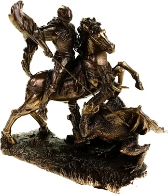 Produktbild von Bronzierter Heiliger Georg der Drachentöter Figur 17cm Religiöse Kunst