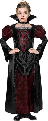 Produktbild von Vampir Kostüm Kinder Rot-Schwarz Gothic Kleid Halloween Vampirin Gräfin