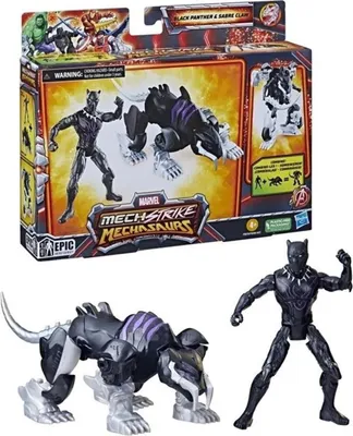 Produktbild von Hasbro Marvel Mech Strike Mechasaurs Black Panther und Säbelkralle
