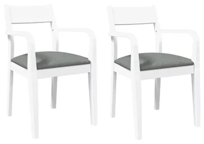 Image de vidaXL Chaises de salle à manger avec coussins 2 pcs. Blanc Bois massif Hévéa