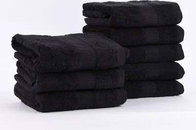 Produktbild von 8er Set Handtücher 50x100cm Qualitätsfrottee 100% Baumwolle 500g/qm einfarbig Farbe schwarz