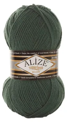 Alize Superlana Klasik unifarben 100g Strickgarn Strickwolle 25% Wolle, 469 tannengrün