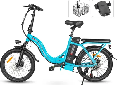 Produktbild von 20 palcové kolo dámské kolo městské elektrické kolo pneumatiky skládací kolo 36V/12Ah baterie, terénní horské kolo s převody Shimano 7, městské muži mořská modrá