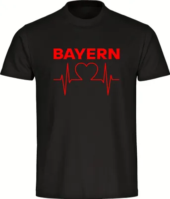 Produktbild von multifanshop Herren T-Shirt - Bayern - Herzschlag, schwarz, Größe 3XL