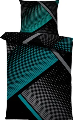 Produktbild von Winter Bettwäsche 135x200 cm geometrisch grafisch petrol Flausch Warme Fleece
