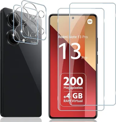 Produktbild von Panzerglas für Xiaomi Redmi Note 13 Pro 4G Schutzfolie 2x Kamera Schutzglas Folie 2x Panzerfolie