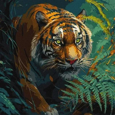 Produktbild von Malen nach Zahlen – „Der Dschungelkönig“, 40x40 cm – Ideyka