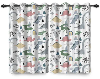 Imagen del producto de Solidchoice - Cortina opaca con estampado de dinosaurios para habitación infantil