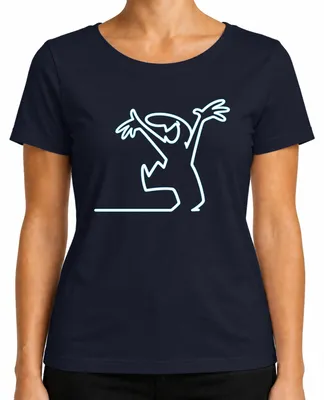 Produktbild von La Linea Strichmännchen Balum Retro Cartoon Kult Osvaldo Cavandoli Damen T-Shirt, Navy, M