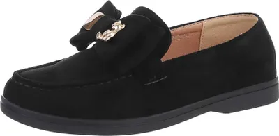 Produktbild von Ital-Design Damen Halbschuhe Mokassins Wildlederoptik Slipper 87118051 Schwarz Gr. 39