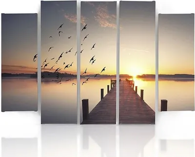 Produktbild von Kunstdruck auf Leinwand - Ruhe bei Sonnenuntergang - Wanddeko, Canvas cm. 150x100 (5 panels)