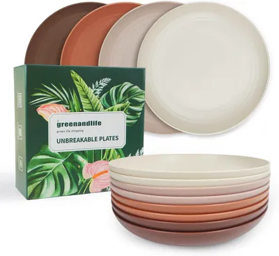 Zdjęcie produktu dla Talerze plastikowe 8 sztuk 10 cali, można myć w zmywarce, do mikrofalówki, na kemping