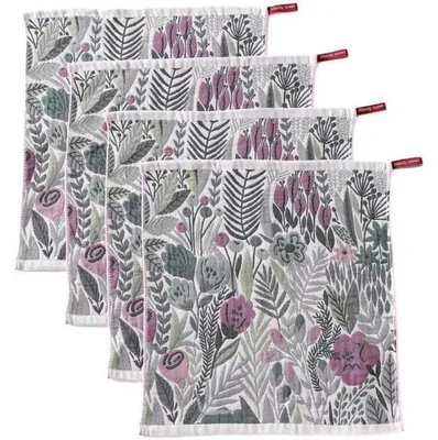 Produktbild von Geschirrhandtuch 4er Set 41x39cm Baumwolle Landhaus Blumenmuster