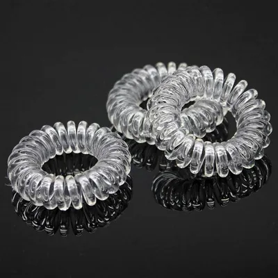 Produktbild von 12 transparente Spiral-Haargummis in Telefonkabel-Form, elastische Haarbänder gegen Spliss für Damen und Mädchen