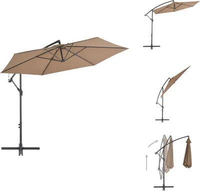Obrázok produktu pre vidaXL Svetelný slnečník s hliníkovou tyčou 300 cm Taupe - Slnečníky a tienidlá