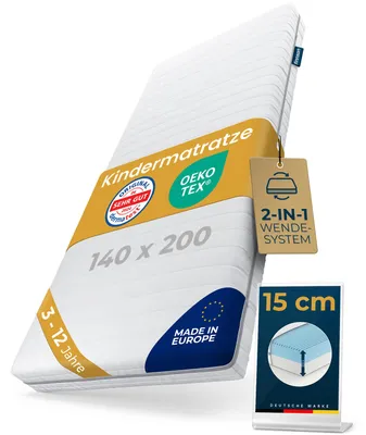 Produktbild von Finnson Kindermatratze Komfortschaum 60° waschbar -  100 - 2-in-1 Kinderbett