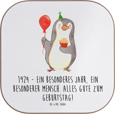 Produktbild von Mr. & Mrs. Panda Untersetzer Tasse 1924 Geburtstag - Weiß - Geschenk, nostalgischer Spruch, für Gläser, geschichtsträchtige Geschenke, Alter, gläseruntersetzer, Tassen