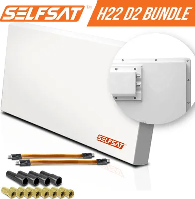Produktbild von Selfsat H22D2+ 2 TV Teilnehmer SAT Flachantenne FLAT + profi Fensterdurchführung FULL HD