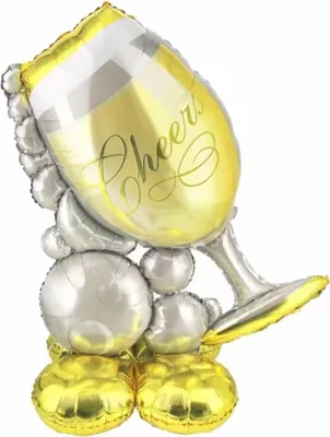 Produktbild von Folienballon stehend, Sektglas Cheers, 127 x 97 cm