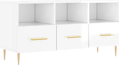 Obrázek produktu pro vidaXL TV skříňka vysoký lesk bílá 102x36x50 cm Dřevěný materiál