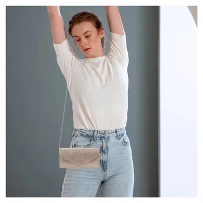 Produktbild von Damen Kettengeldbörse Glänzende Umhängetasche Abendtasche Mit Abnehmbarer Kette