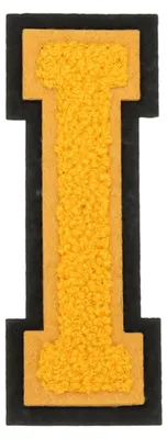Chenille-Buchstabe I, 10,2 x 4 cm, gelb, zum Aufnähen oder Aufbügeln