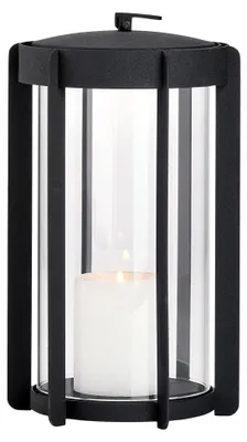 Produktbild von Laterne Schwarz Metall, Kerzenlaterne, Gartenlaterne, Laterne für den Außenbereich, Durchm. 15,3 cm, Höhe 25 cm, Schwarz